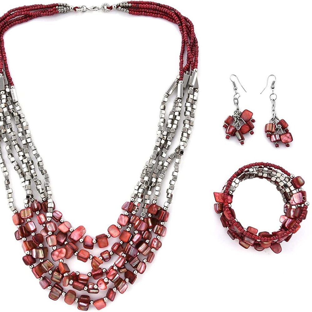 New Handmade Chunky Beaded Jewelry for Women Seed Bead Necklace Bracelet Earring - Picture 4 of 9